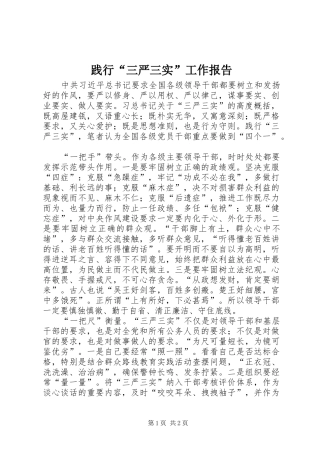 践行“三严三实”工作报告