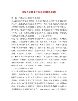 电视专业技术工作总结(精选多篇) 