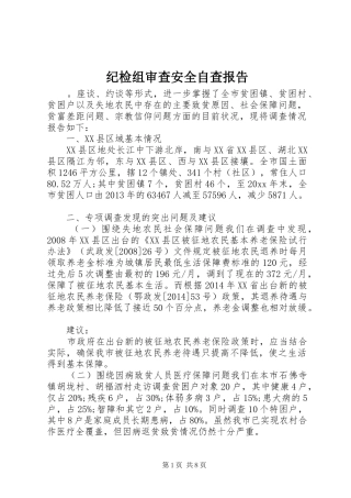 纪检组审查安全自查报告