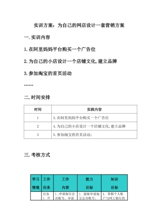 实训方案：为自己的网店设计一套营销方案