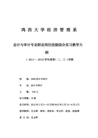 会计专业职业岗位技能综合实习材料