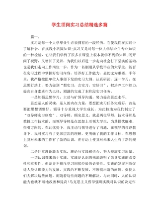 顶岗实习总结精选多篇 