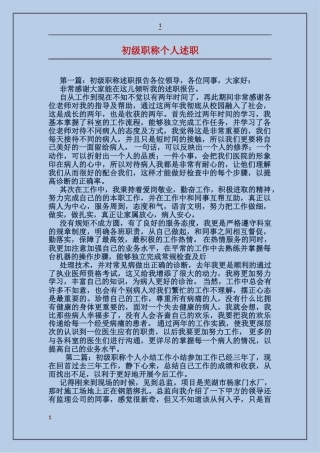 初级职称个人述职
