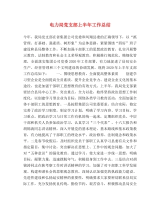 电力局党支部上半年工作总结2 