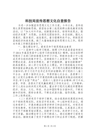 科技局宣传思想文化自查报告