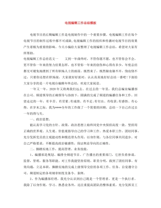 电视编辑工作总结模板 