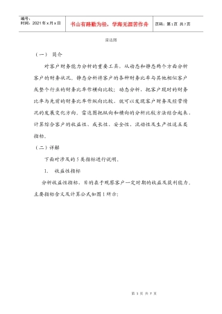 客户财务能力分析雷达图