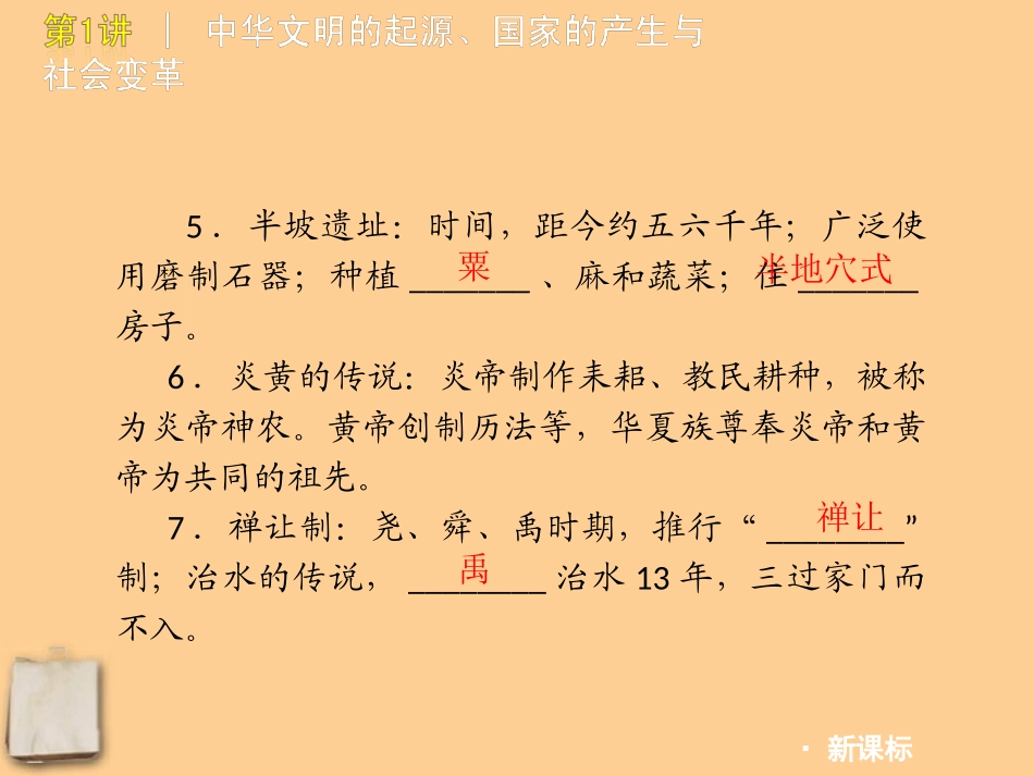 2012年中考历史二轮复习第1讲中华文明的起源、国家的产生与社会变革课件人教新课标版_第3页