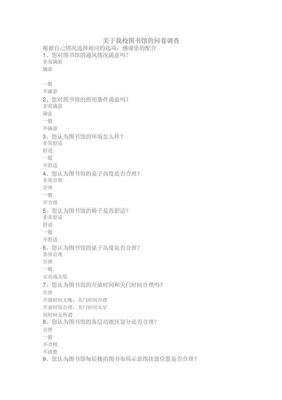 关于我校图书馆的问卷调查_第1页