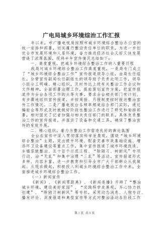 广电局城乡环境综治工作汇报