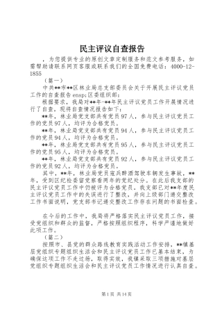 民主评议自查报告