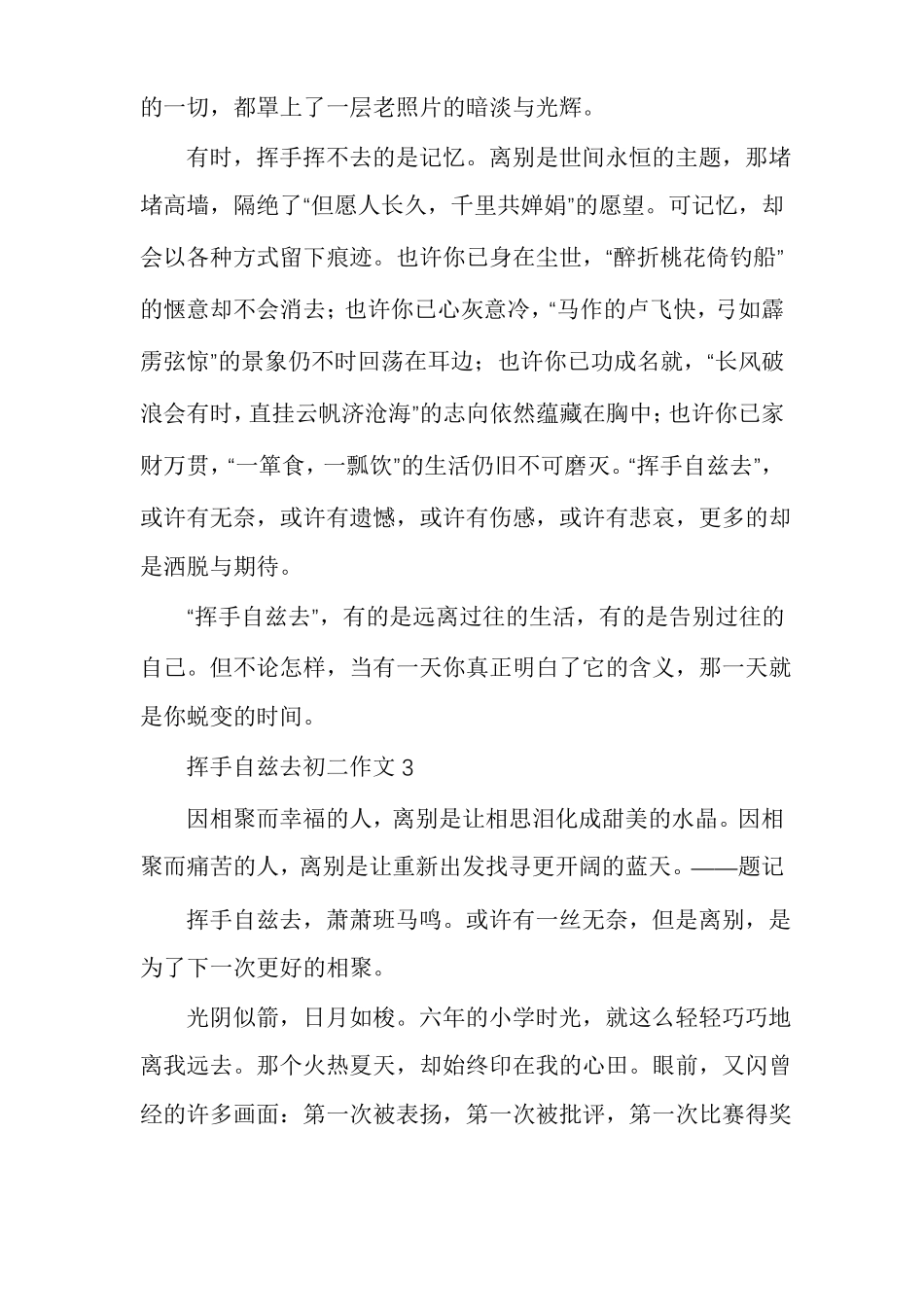 挥手自兹去初二作文多篇_第3页