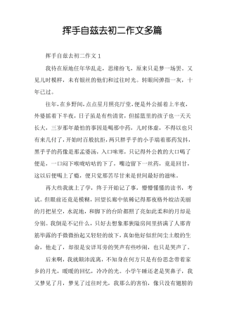 挥手自兹去初二作文多篇