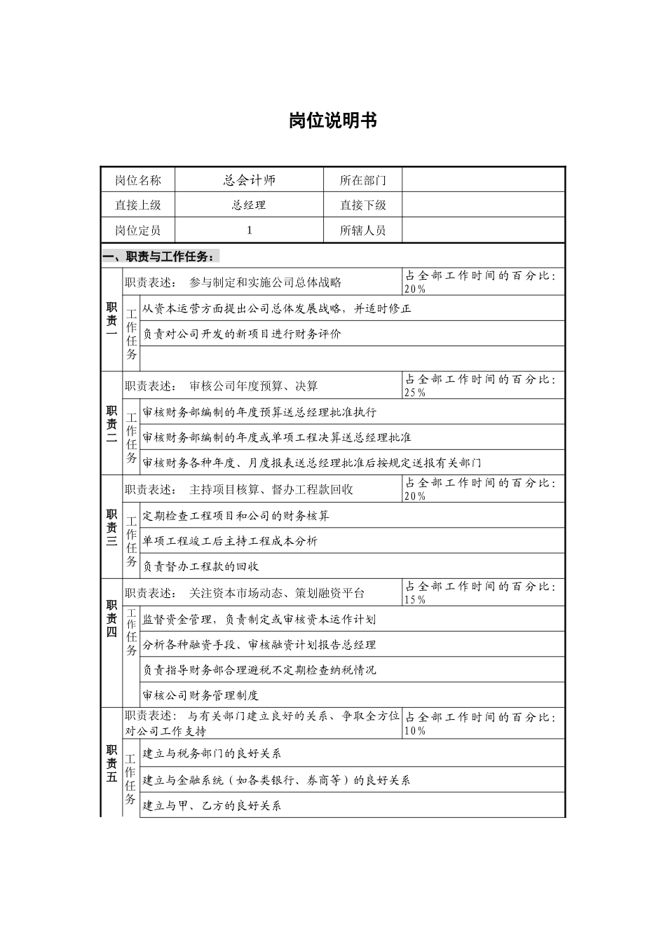 总会计师岗位说明书_第1页