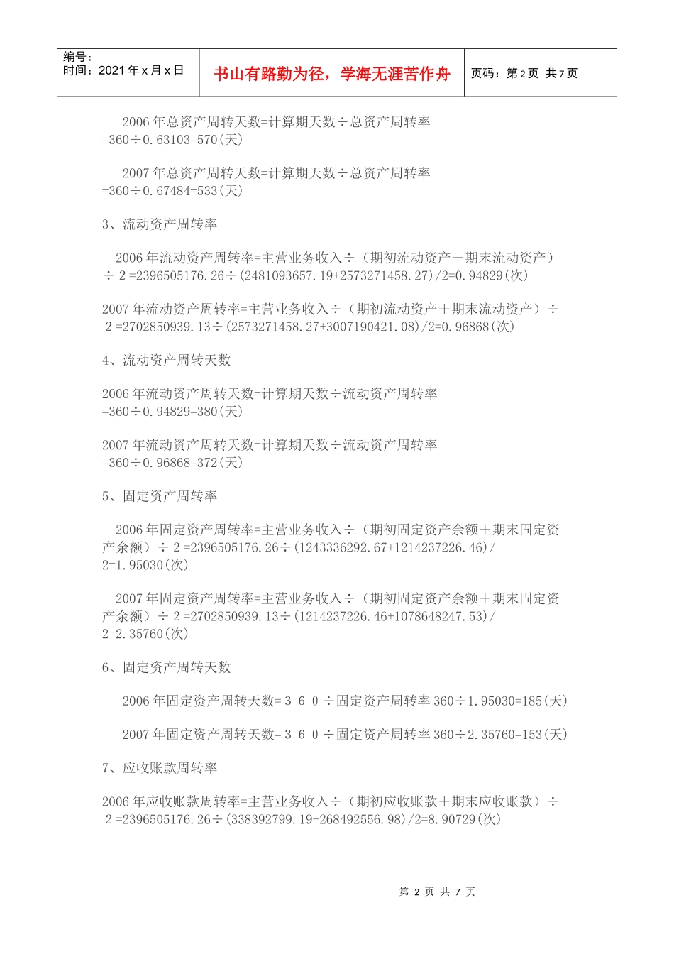 同仁堂公司财务报表资产运用效率分析_第2页