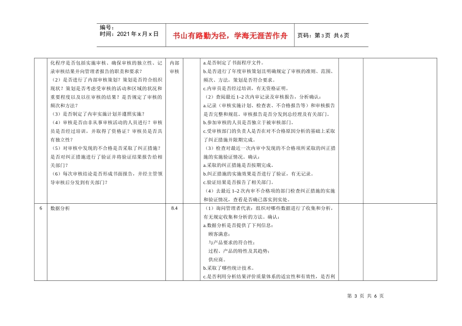 9K内审检查表管理者代表_第3页