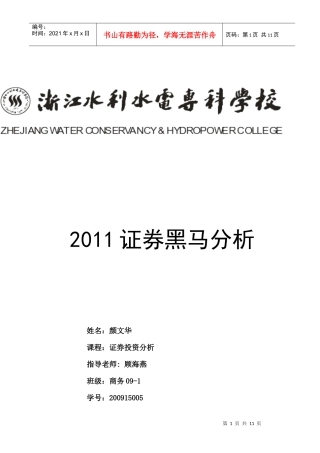 证券投资分析报告