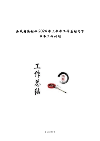 县政府法制办2024年上半年工作总结与下半年工作计划