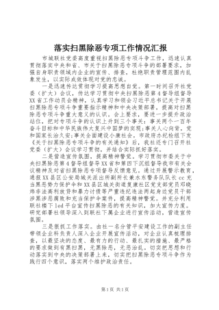 落实扫黑除恶专项工作情况汇报