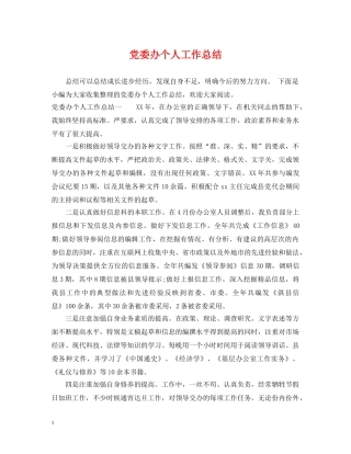 党委办个人工作总结 