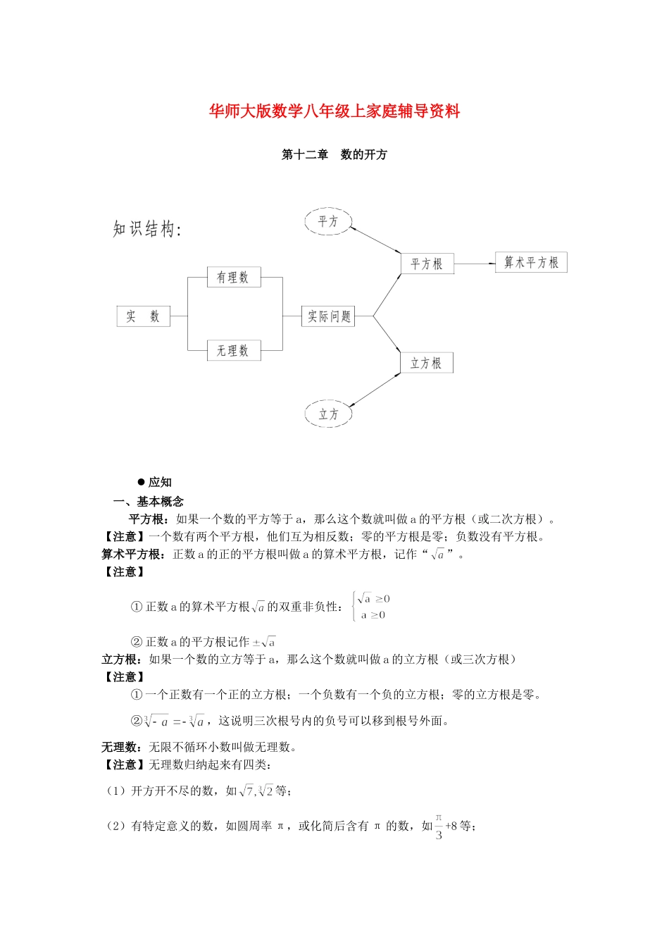 八年级数学各章家庭辅导资料2_华东师大版_第1页
