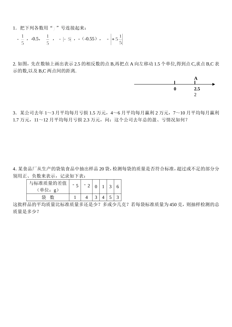 期末有理数复习测试题_第2页