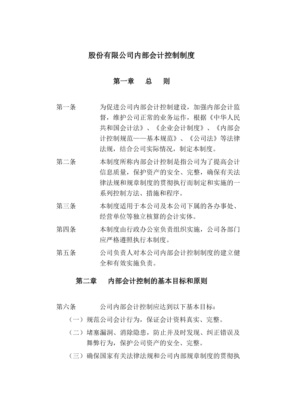 股份有限公司内部会计控制制度_第1页