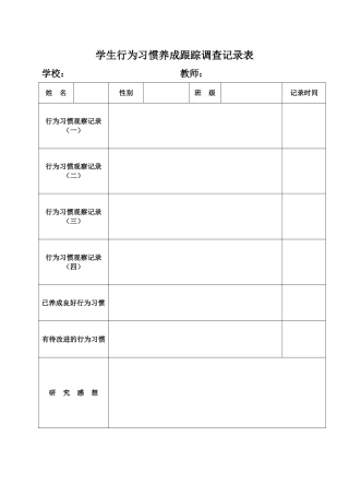 学生行为习惯养成跟踪调查记录表