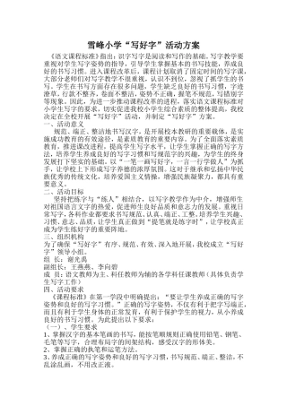 雪峰小学写好字方案