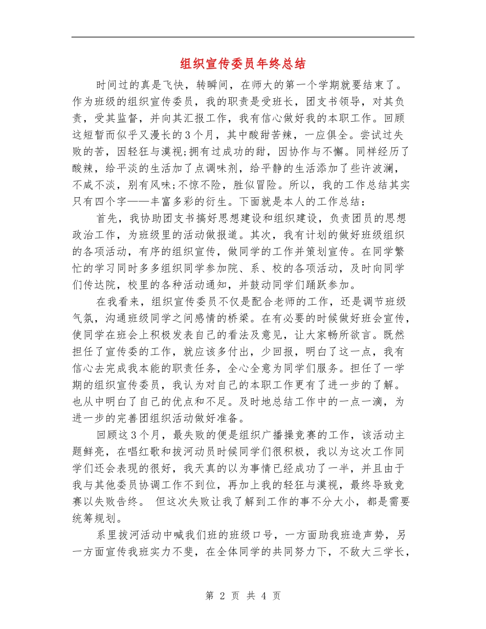 组织宣传委员年终总结_第2页