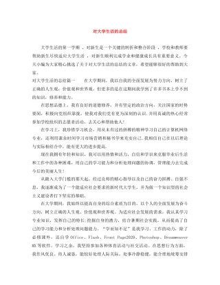 对大学生活的总结 