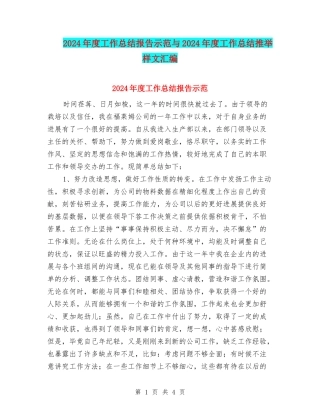 2024年度工作总结报告示范与2024年度工作总结推荐样文汇编