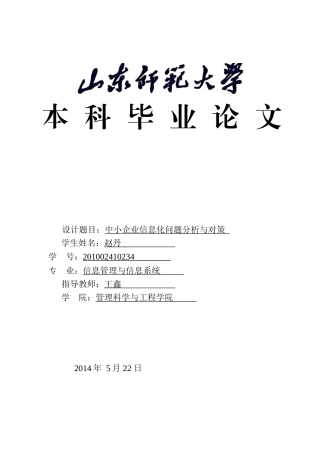 中小企业信息化问题分析与对策