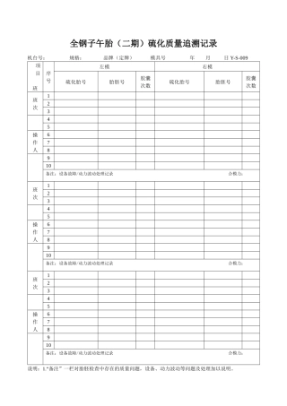 质量追溯用表格
