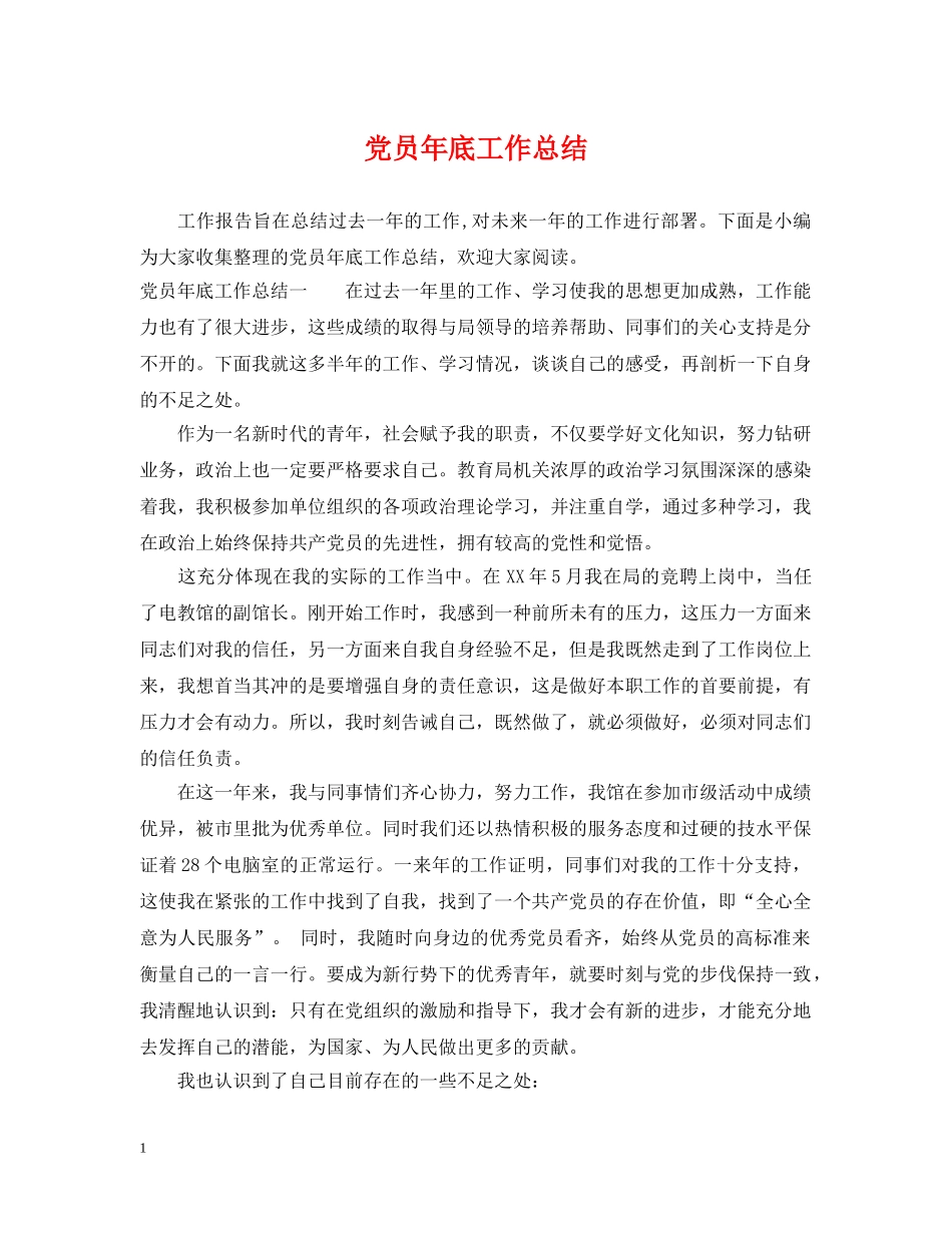 党员年底工作总结 _第1页