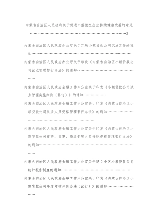 自治区小额贷款公司政策指引政策