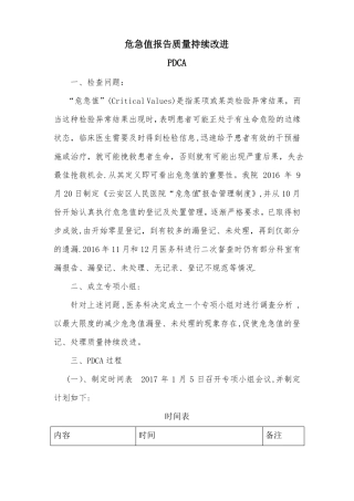 危急值报告质量持续改进