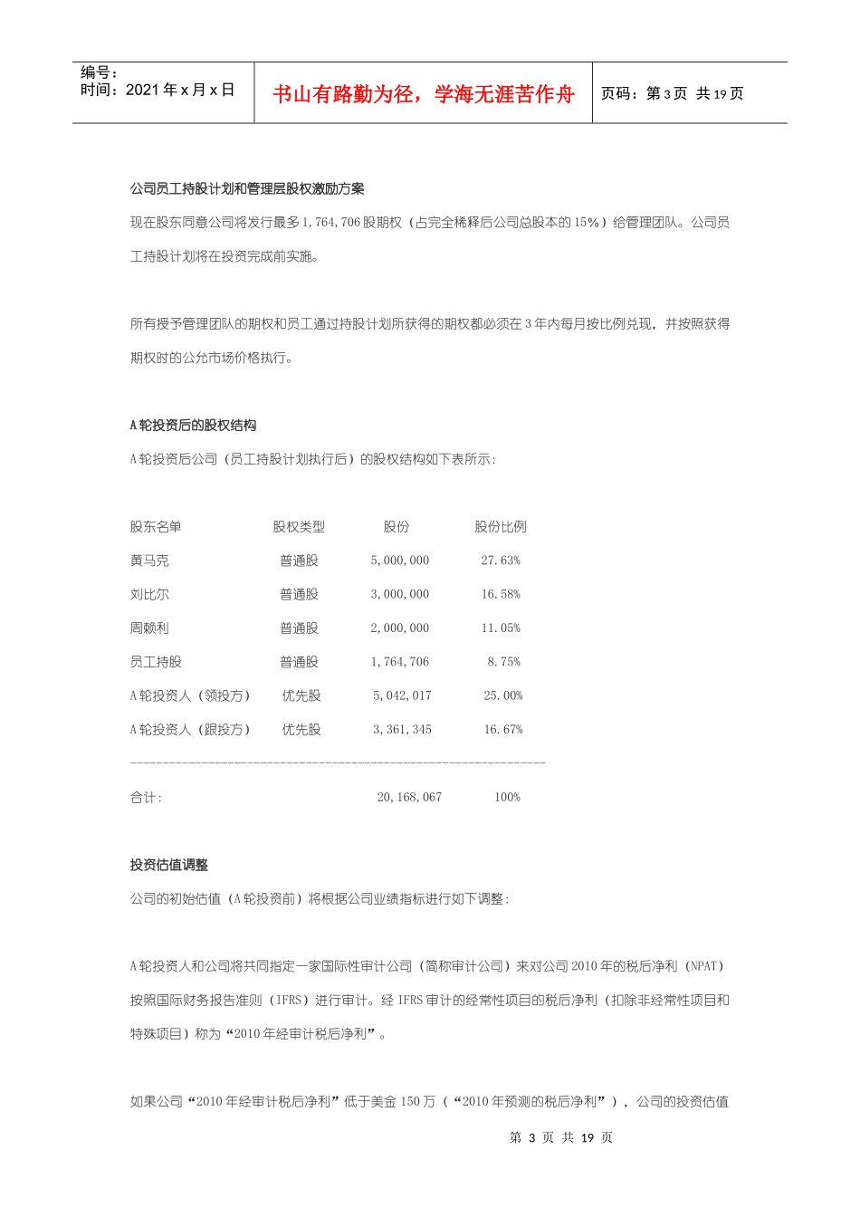 投资意向书模板_第3页