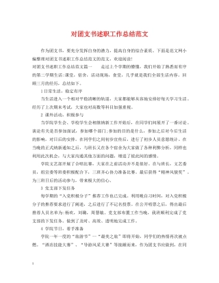 对团支书述职工作总结范文 