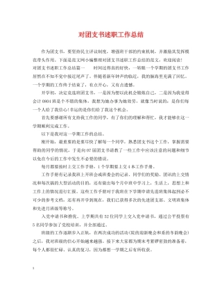 对团支书述职工作总结 