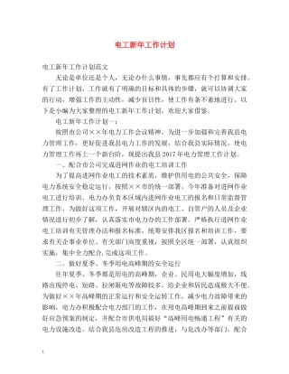 电工新年工作计划 