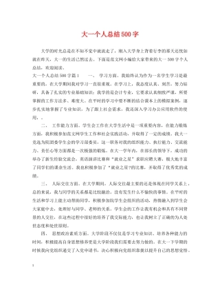 大一个人总结500字 