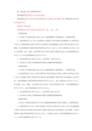 强弱电施工对公司资质要求