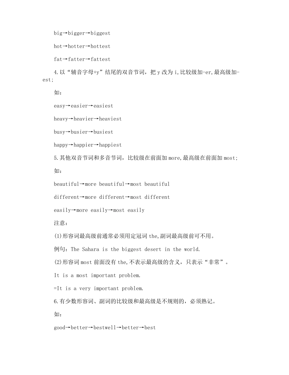 高一英语知识点归纳小结之比较级和最高级的用法_第2页