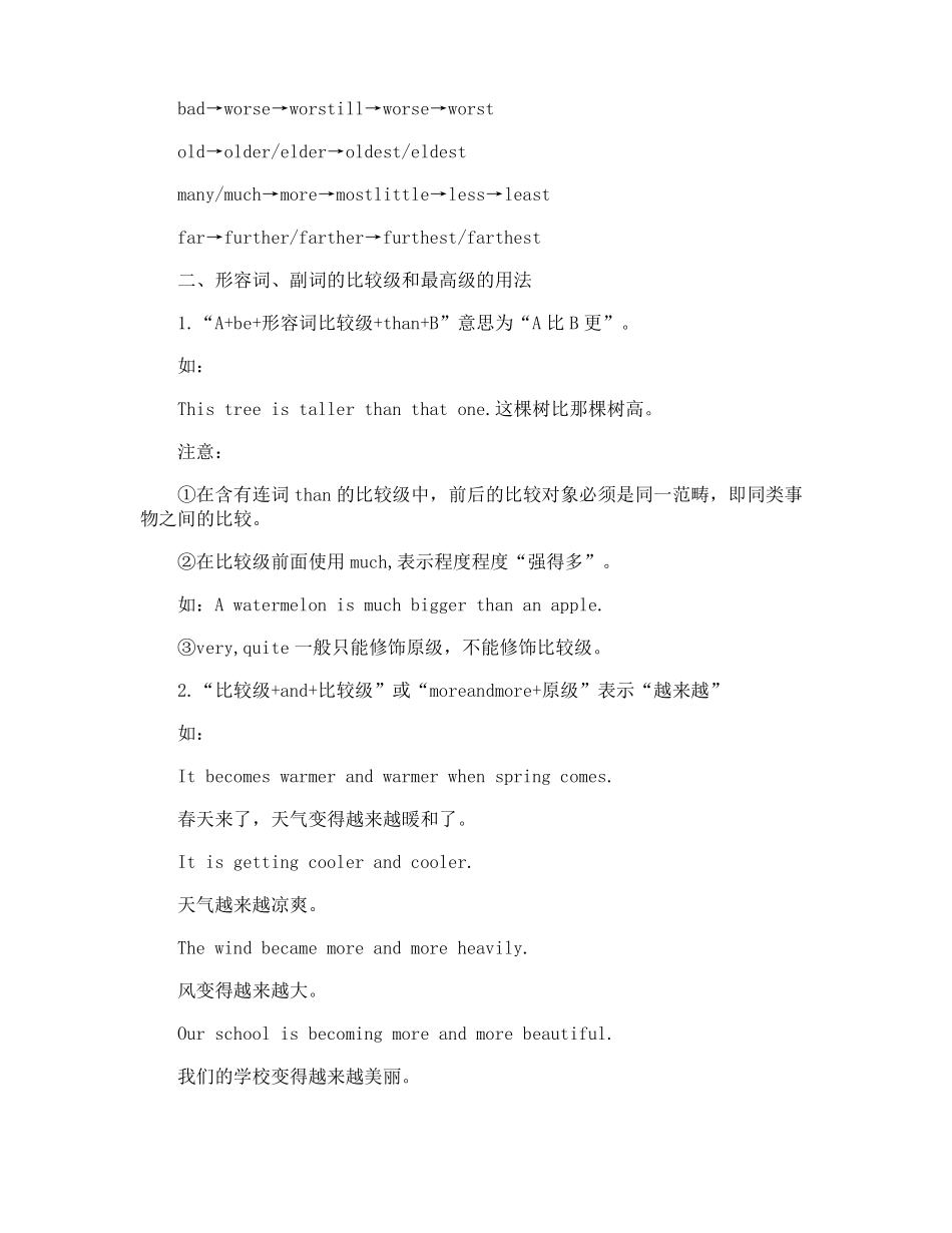 高一英语知识点归纳小结之比较级和最高级的用法_第3页