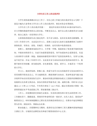 大学生在工作上的自我评价 