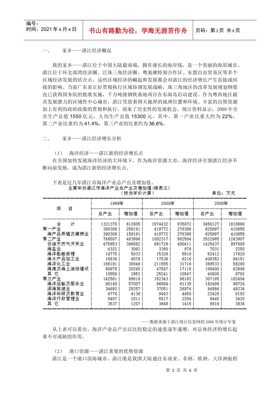 浅谈家乡经济增长——湛江经济增长分析_第2页