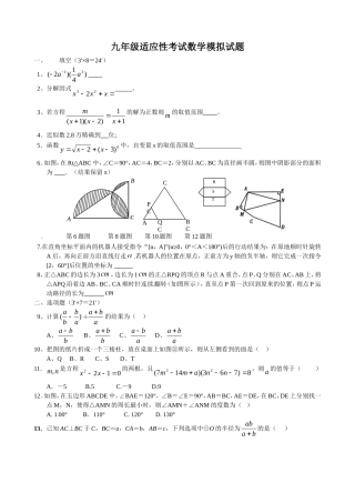 晋梅中学2013适应性考试