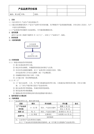 产品品质评价标准