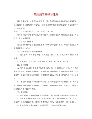 顶岗实习目标与计划 